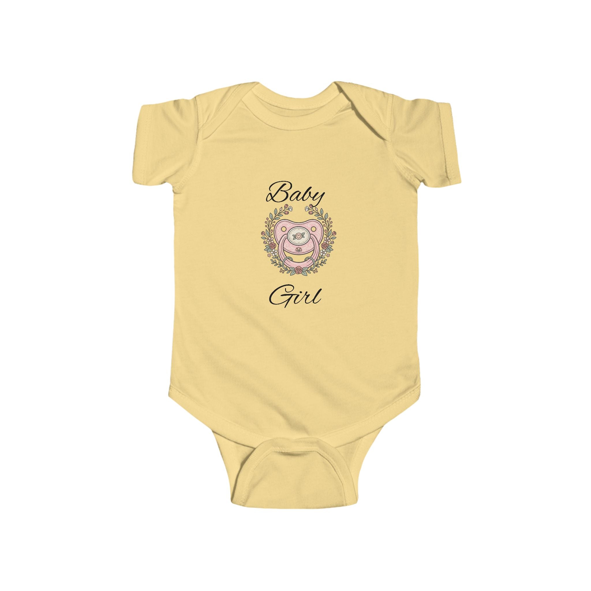 Baby Girl Bodysuit – Floral Wreath "Baby Girl" Infant Onesie