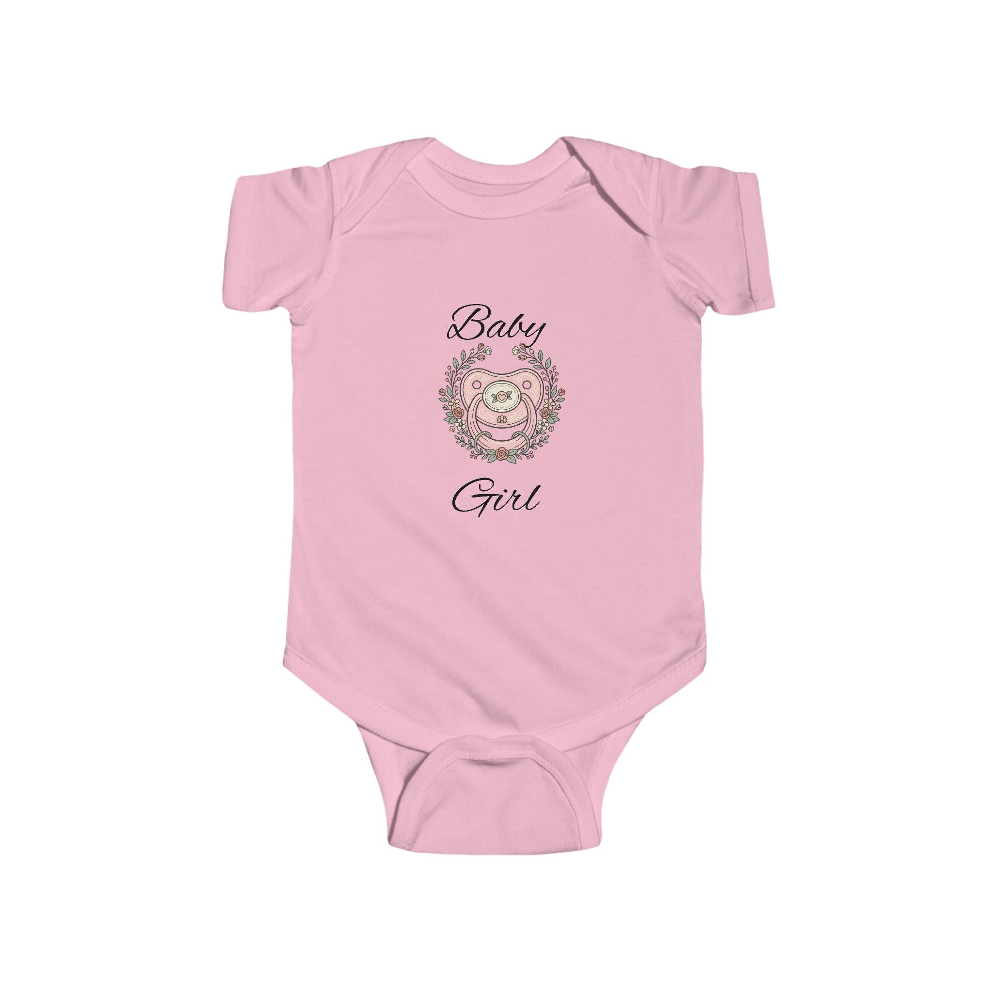 Baby Girl Bodysuit – Floral Wreath "Baby Girl" Infant Onesie
