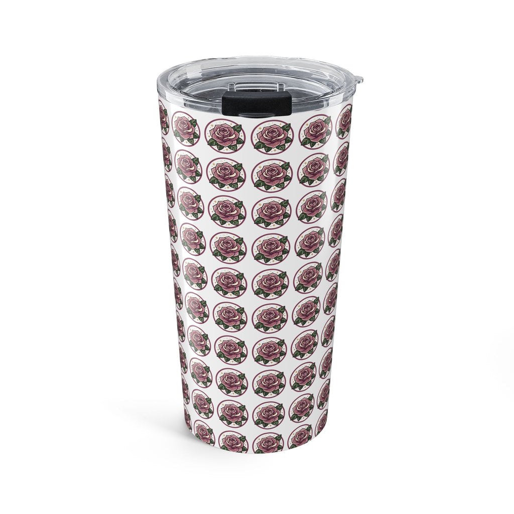 20oz Floral Skull Tumbler — Rose Pattern Insulated Travel Cup
