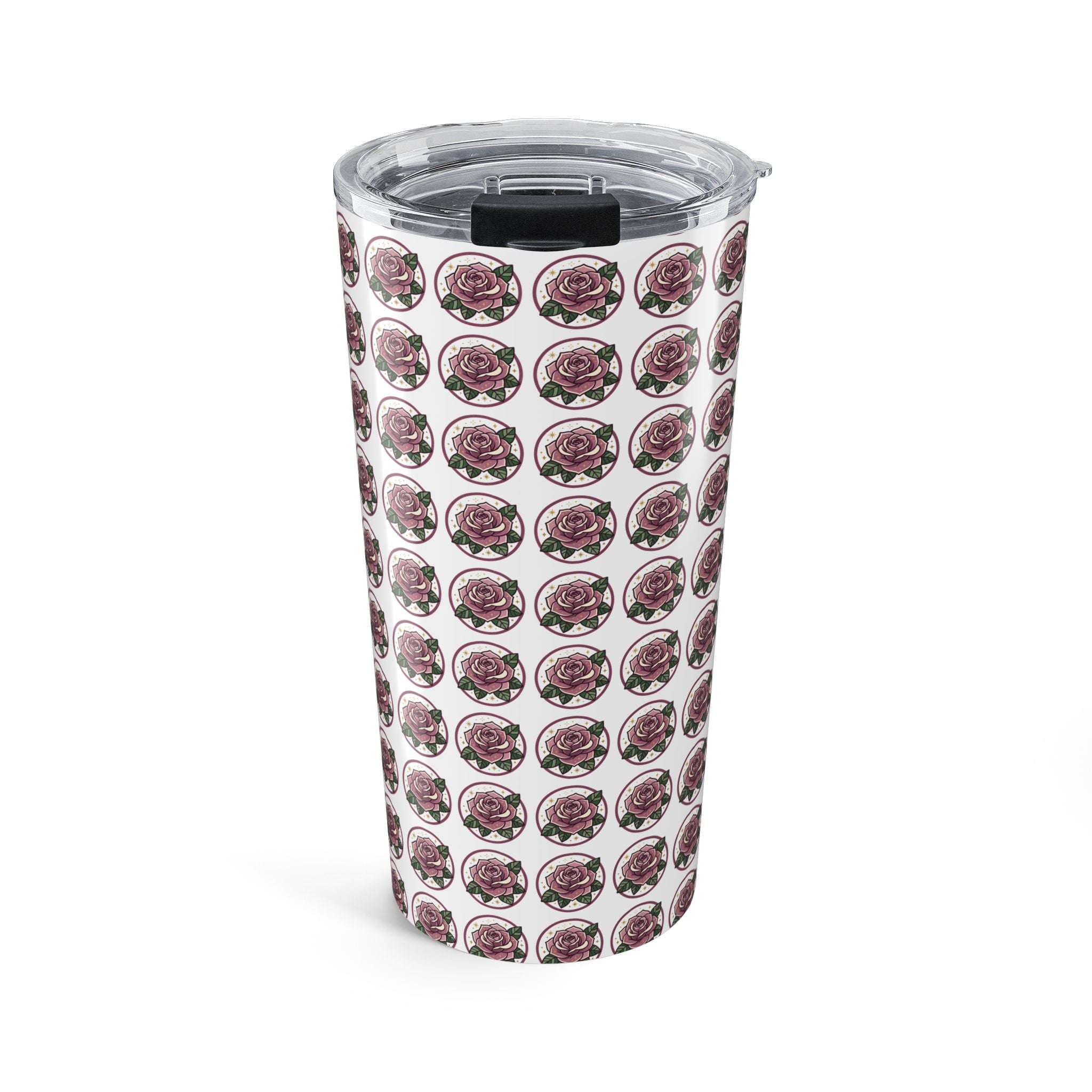 20oz Floral Skull Tumbler — Rose Pattern Insulated Travel Cup